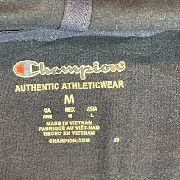 NWT Navy Champion Hoodie, Men’s Medium, Moisture Wicking, Fleece Lining - Picture 3 of 5